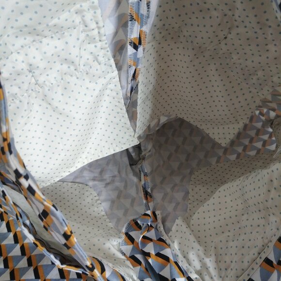 Zilch Amsterdam geometric pattern cotton tapered pants yellow grey white Large - Picture 9 of 15